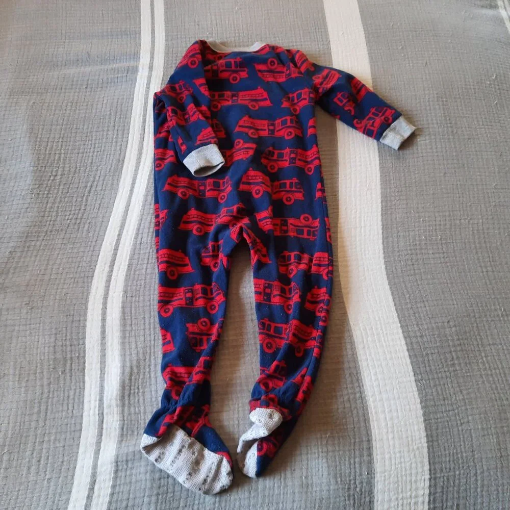 Carter's Red Firetruck Baby Footie Pajama - Navy/Red, Size 18 month old